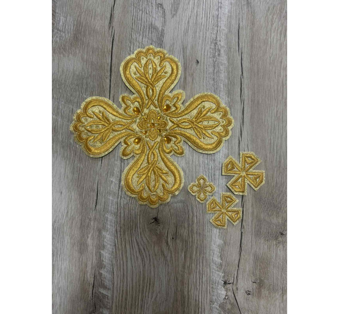 Set of 16 embroidered crosses for priest vestment - Patch crosses applique