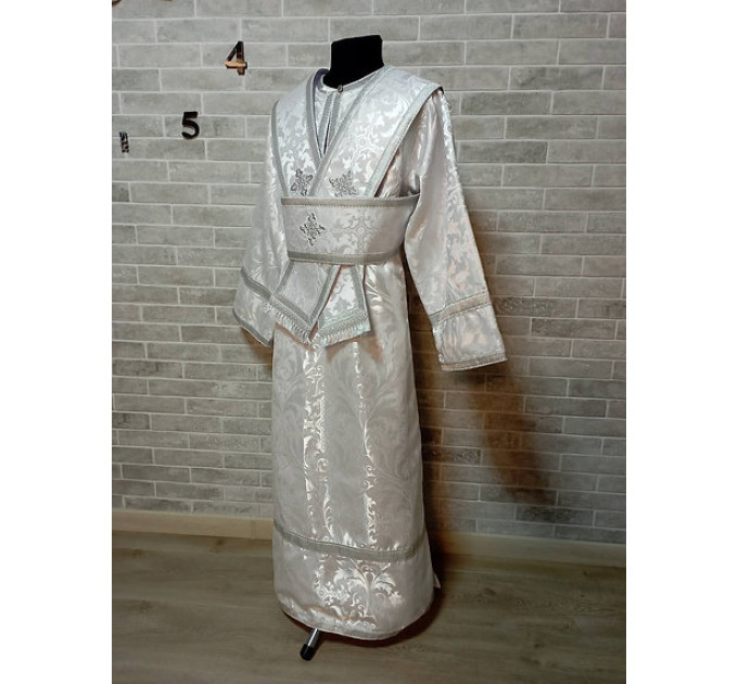 Subdeacon white vestment in greek brocade - Orthodox liturgical clothes