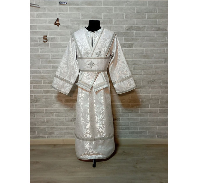 Subdeacon white vestment in greek brocade - Orthodox liturgical clothes