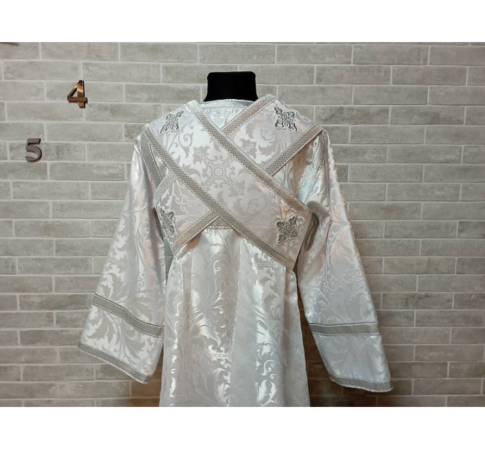Subdeacon white vestment in greek brocade - Orthodox liturgical clothes
