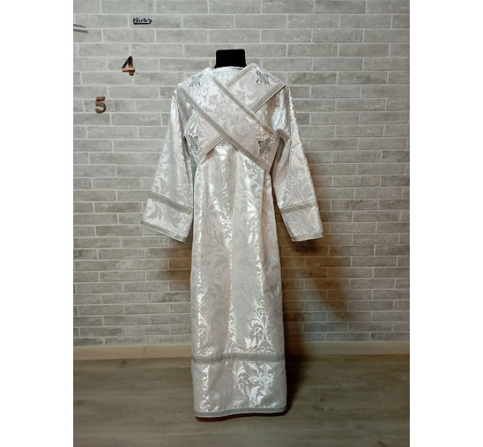Subdeacon white vestment in greek brocade - Orthodox liturgical clothes