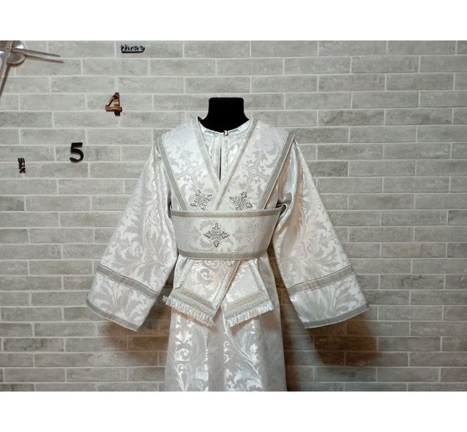 Subdeacon white vestment in greek brocade - Orthodox liturgical clothes