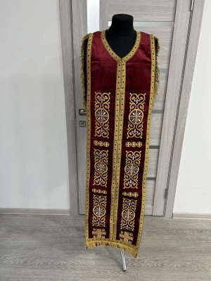 Embroidered Coptic style epitrachilus in velvet - Coptic Stole - Coptic epitrach