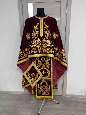 Greek vestment with solid epitrachyl - Priest robe - Orthodox vestments - Priest vestment - Clothes for priests - Religious cloth