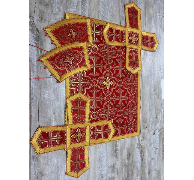 Red liturgical vestment - Priest vestment on brocade - Church garment