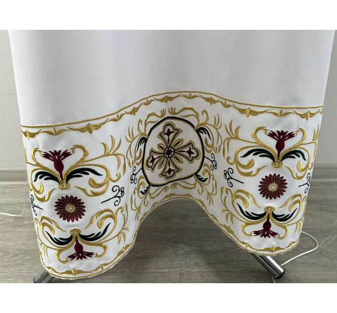 Embroidered podryznik - Classic priest stikhar - White robe under vestment