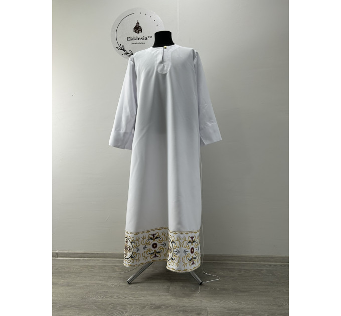 Embroidered podryznik - Classic priest stikhar - White robe under vestment
