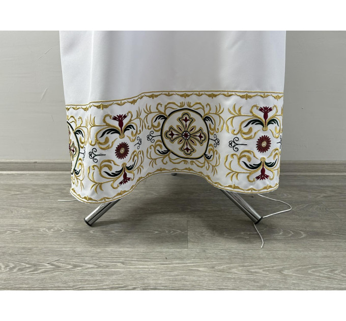 Embroidered podryznik - Classic priest stikhar - White robe under vestment