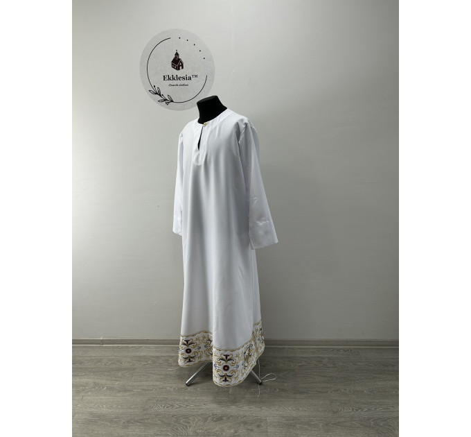 Embroidered podryznik - Classic priest stikhar - White robe under vestment
