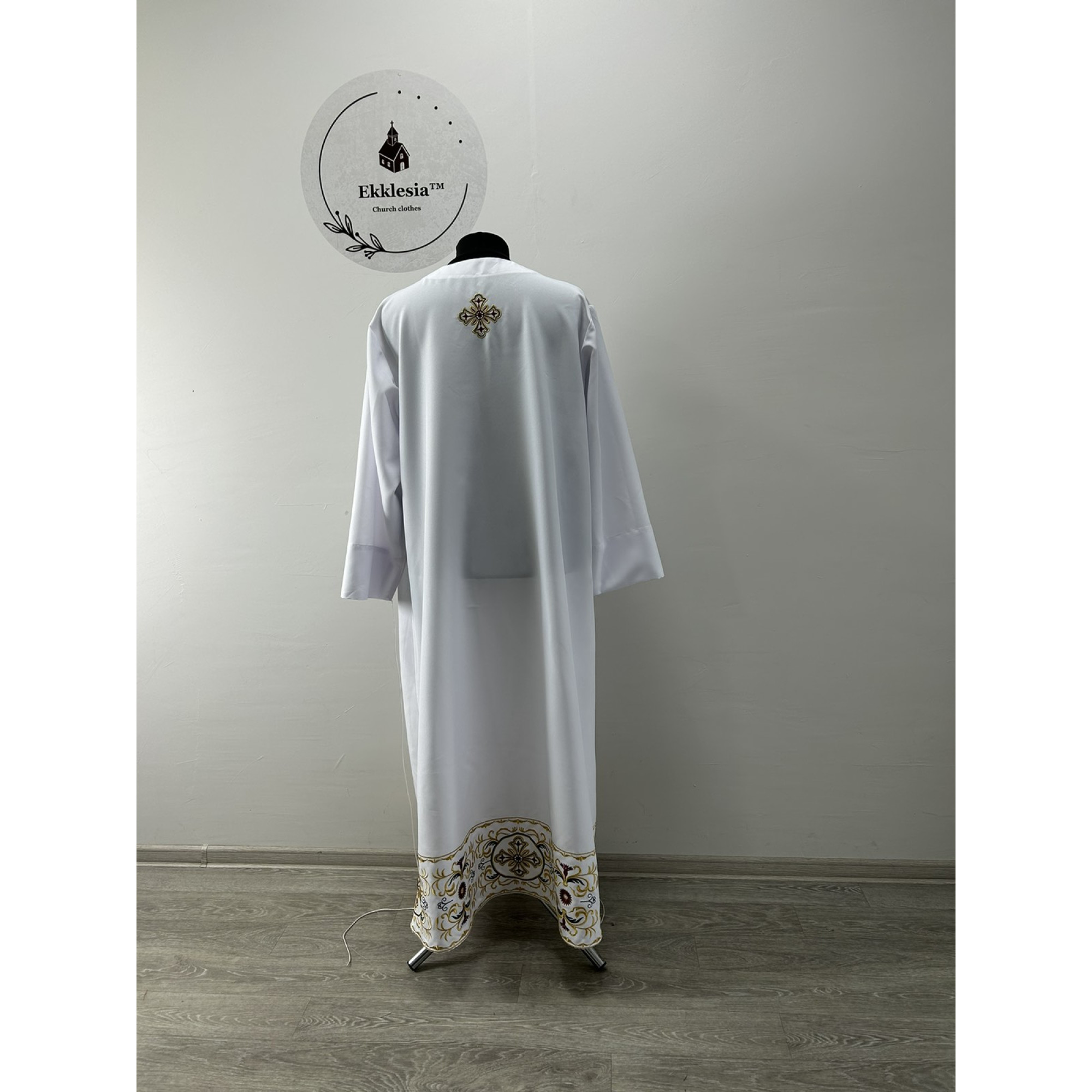 Under Arm Robe Embroidered podryznik - Classic priest stikhar - White robe under vestment