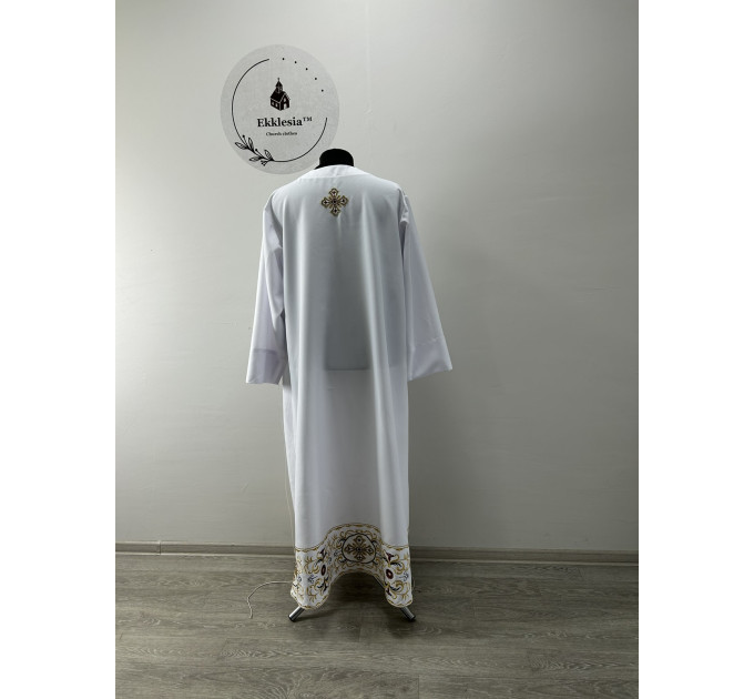 Embroidered podryznik - Classic priest stikhar - White robe under vestment