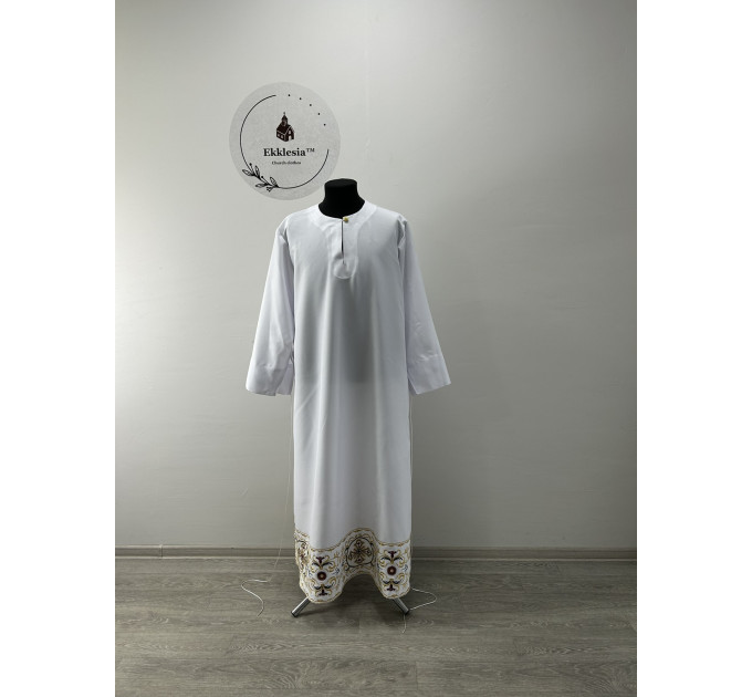 Embroidered podryznik - Classic priest stikhar - White robe under vestment
