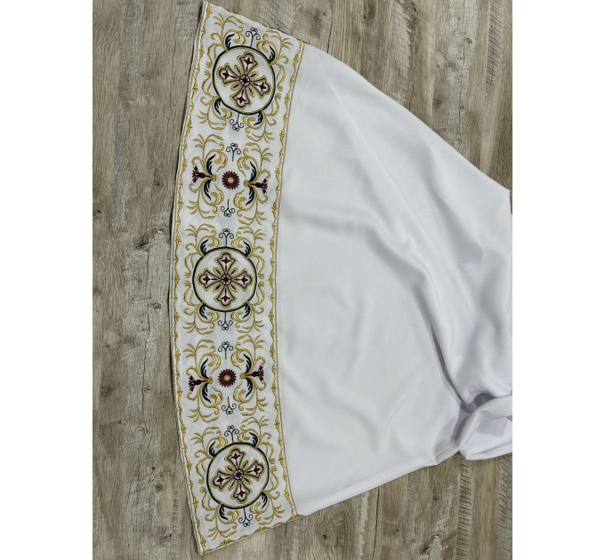 Embroidered podryznik - Classic priest stikhar - White robe under vestment