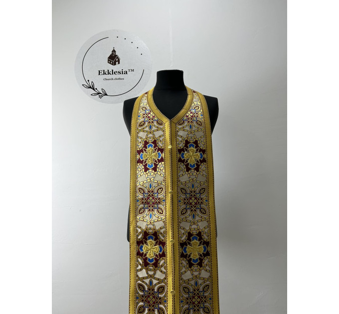 Gold stole and cuffs - Priest's communion set in brocade - Orthodox epitrachil