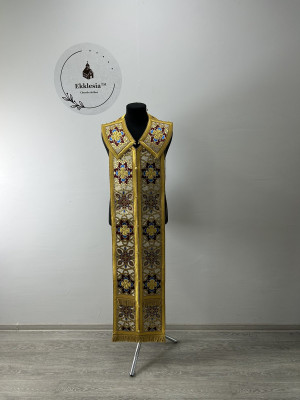 Gold stole and cuffs - Priest's communion set in brocade - Orthodox epitrachil
