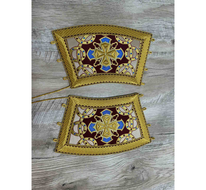 Gold stole and cuffs - Priest's communion set in brocade - Orthodox epitrachil