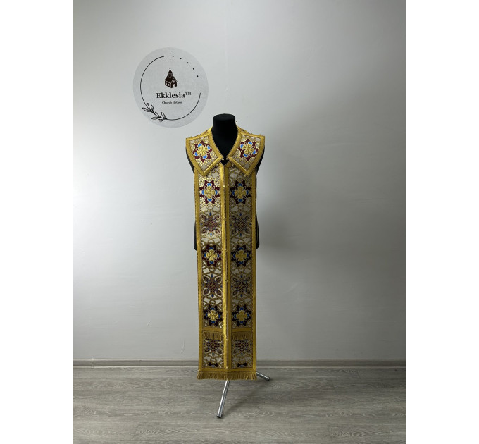 Gold stole and cuffs - Priest's communion set in brocade - Orthodox epitrachil