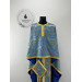 Liturgical vestment - Priest vestment on blue brocade - Church priest set