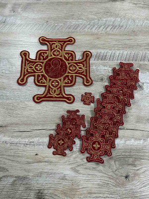 Set of 16 embroidered crosses for vestment - Patch crosses appliques set