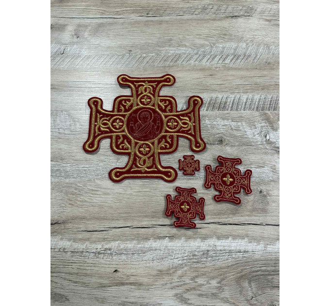 Set of 16 embroidered crosses for vestment - Patch crosses appliques set