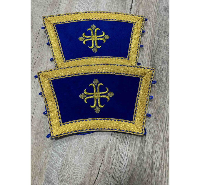 Embroidered orar on velvet - Double orar for deacon - Greek style orar
