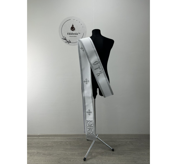 Embroidered orar on velvet - Double orar for deacon - Greek style orar