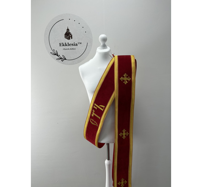 Embroidered orar on velvet - Double orar for deacon - Greek style orar