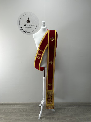 Embroidered orar on velvet - Double orar for deacon - Greek style orar