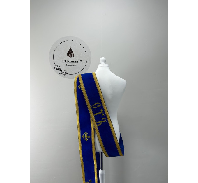 Embroidered orar on velvet - Double orar for deacon - Greek style orar