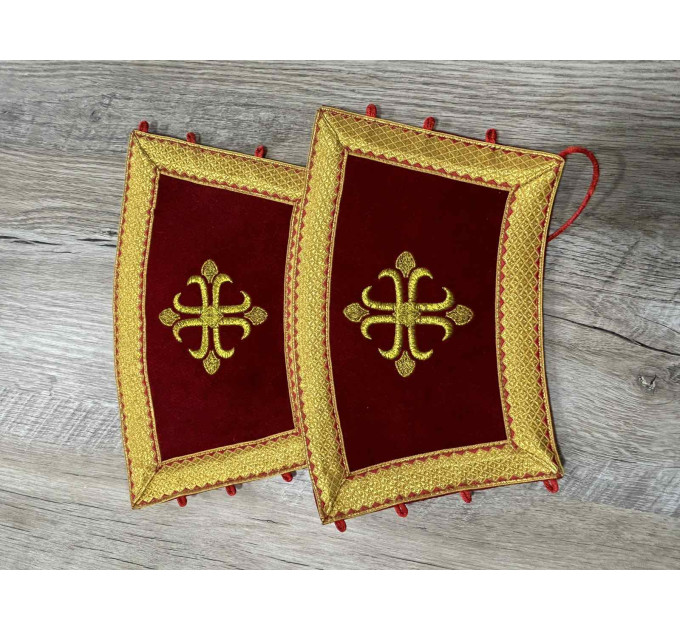 Embroidered orar on velvet - Double orar for deacon - Greek style orar