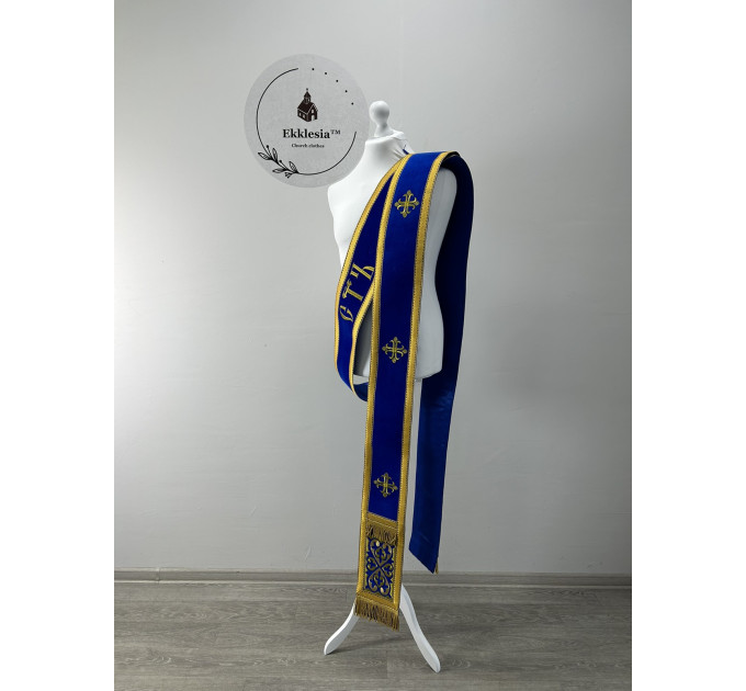 Embroidered orar on velvet - Double orar for deacon - Greek style orar