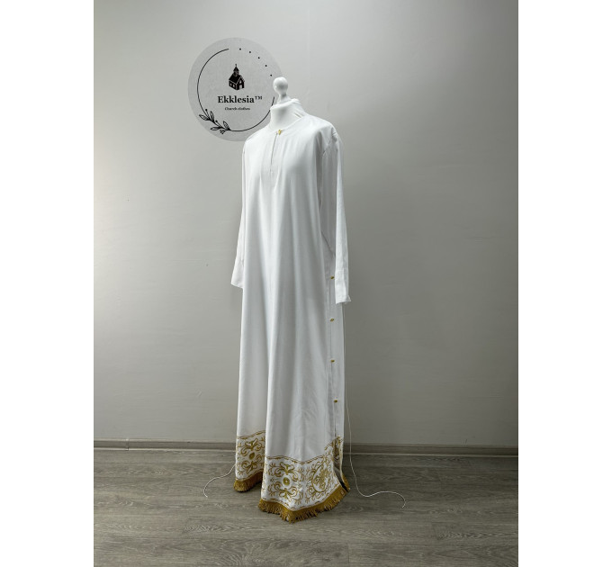 Podryznik embroidered - Classic priest stikhar - White robe under vestment