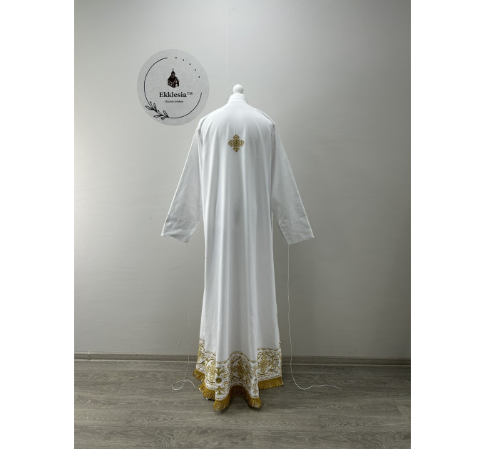 Podryznik embroidered - Classic priest stikhar - White robe under vestment