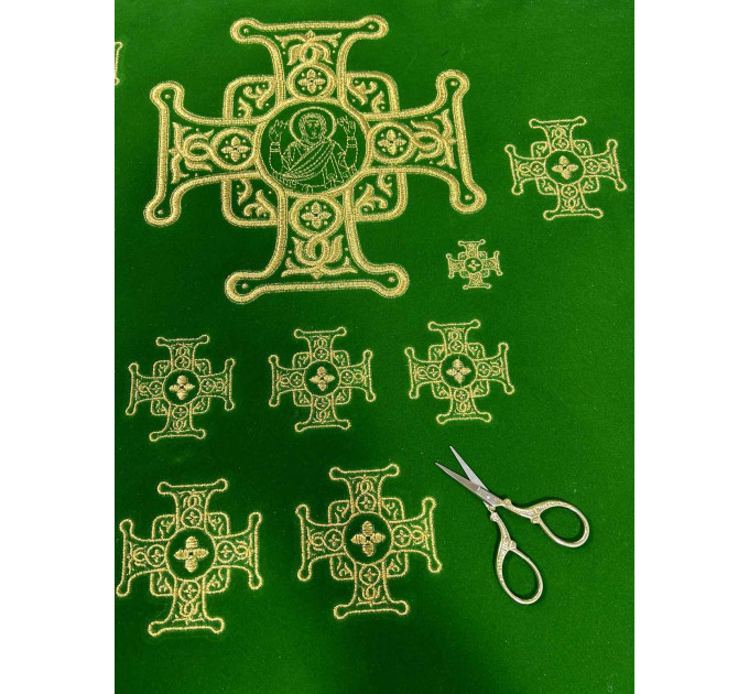 Set of 16 embroidered crosses for vestment - Patch crosses appliques set