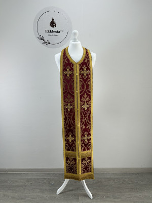 Metallic brocade epitrachil and cuffs - Priest communion set - Stole, pair cuffs