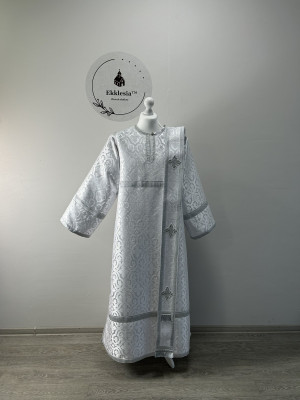 White vestment for deacon - Stichar and orar - Stikharion, single orar, cuffs