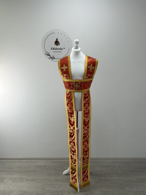 Coptic style stole - Long stole made of brocade - Coptic orar - Orarion in coptic style