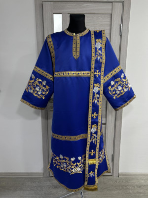 Embroidered vestment for deacon - Stichar, orar, cuffs on satin fabric