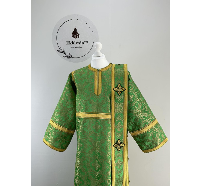 Deacon's Orthodox vestment set - Liturgical stichar and orarin metallic brocade
