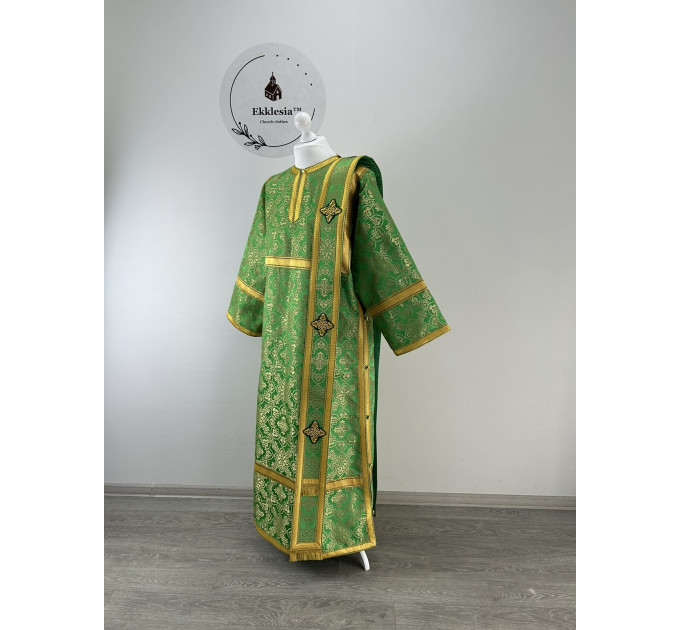 Deacon's Orthodox vestment set - Liturgical stichar and orarin metallic brocade