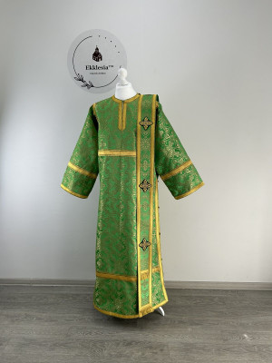 Deacon's Orthodox vestment set - Liturgical stichar and orarin metallic brocade