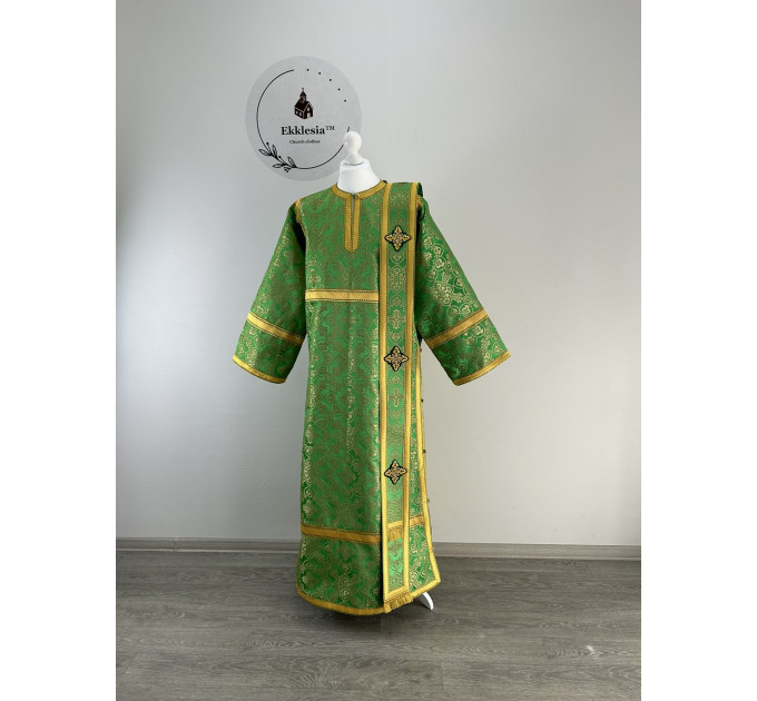 Deacon's Orthodox vestment set - Liturgical stichar and orarin metallic brocade