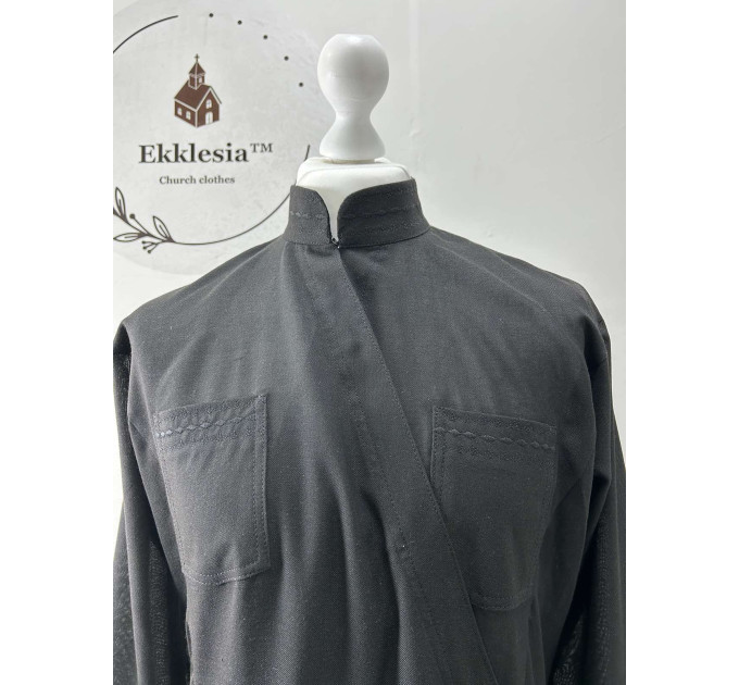 Embroidered inner cassock - Orthodox black cassock - Light summer cassock