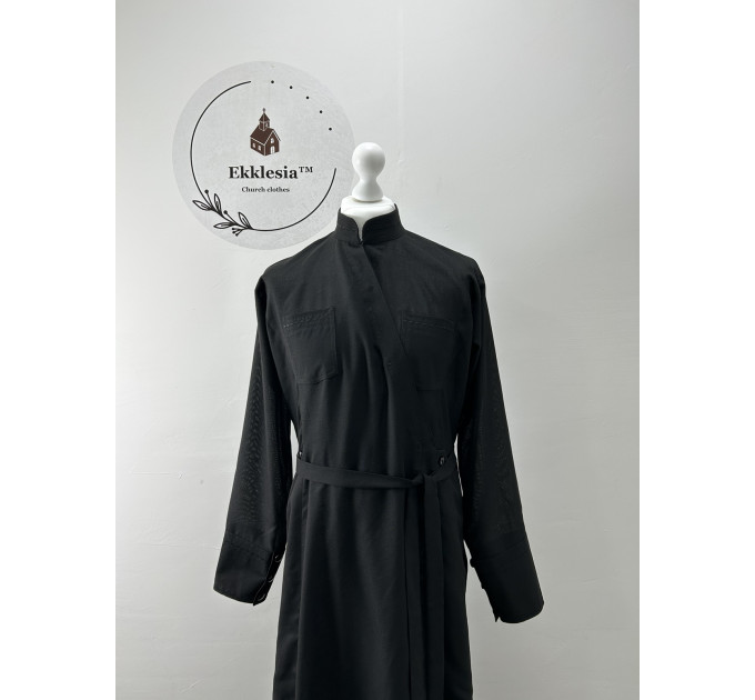 Embroidered inner cassock - Orthodox black cassock - Light summer cassock