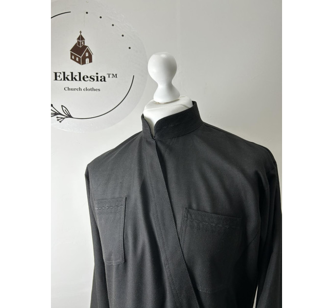 Embroidered inner cassock - Orthodox black cassock - Light summer cassock