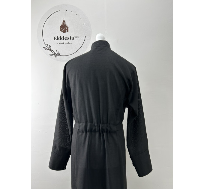 Embroidered inner cassock - Orthodox black cassock - Light summer cassock