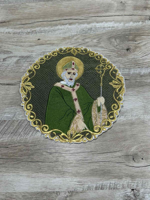 Icon of St. Patrick - Embroidered St. patrick's vestment appliques roundicon