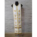 Priest's embroidered stole and cuffs - White communion set - Orthodox gift idea