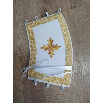 Priest's embroidered stole and cuffs - White communion set - Orthodox gift idea