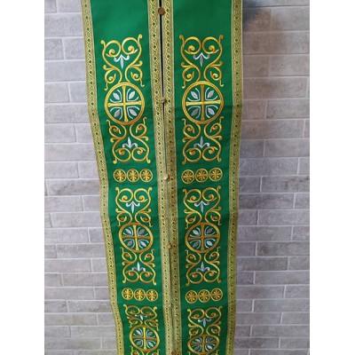 Stole and cuffs in gabardine - Priest's communion set - Orthodox in green